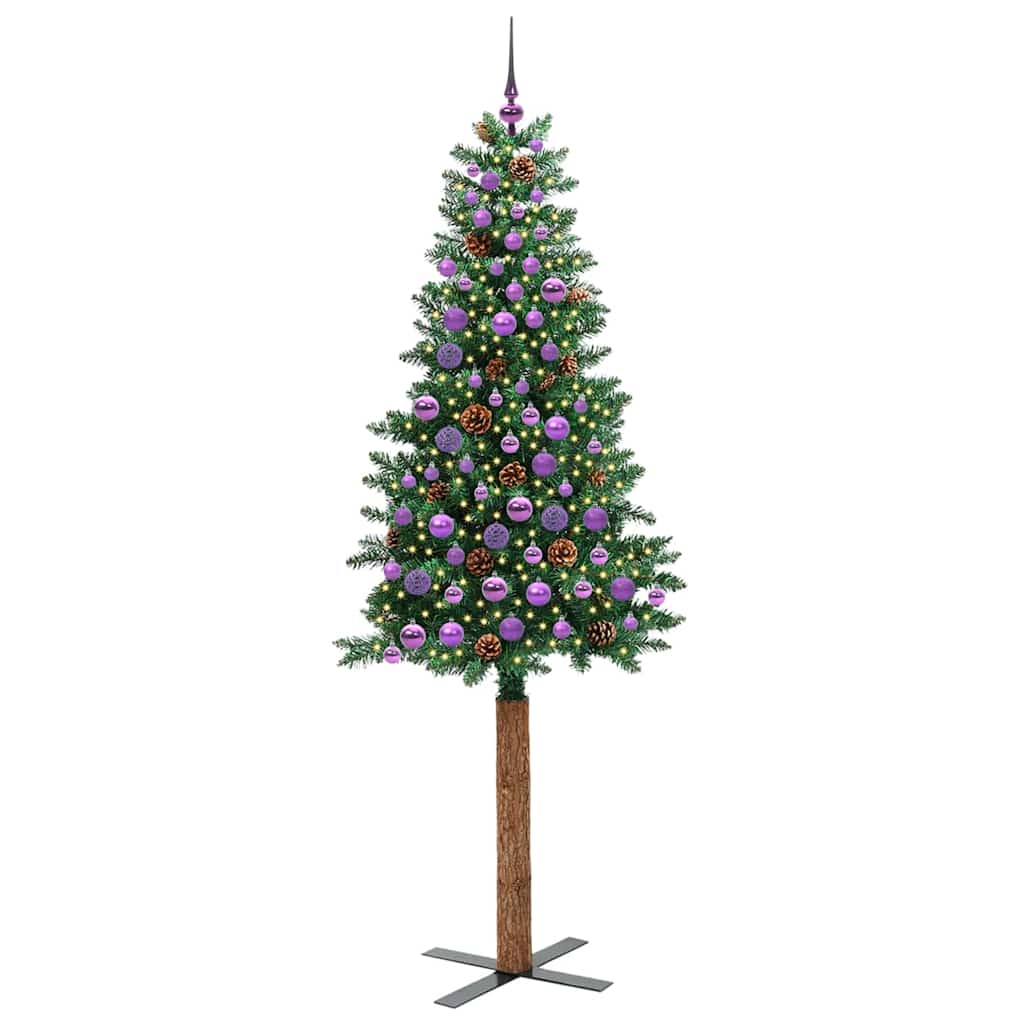Smal julgran Grön 210 cm PVC och solid furu