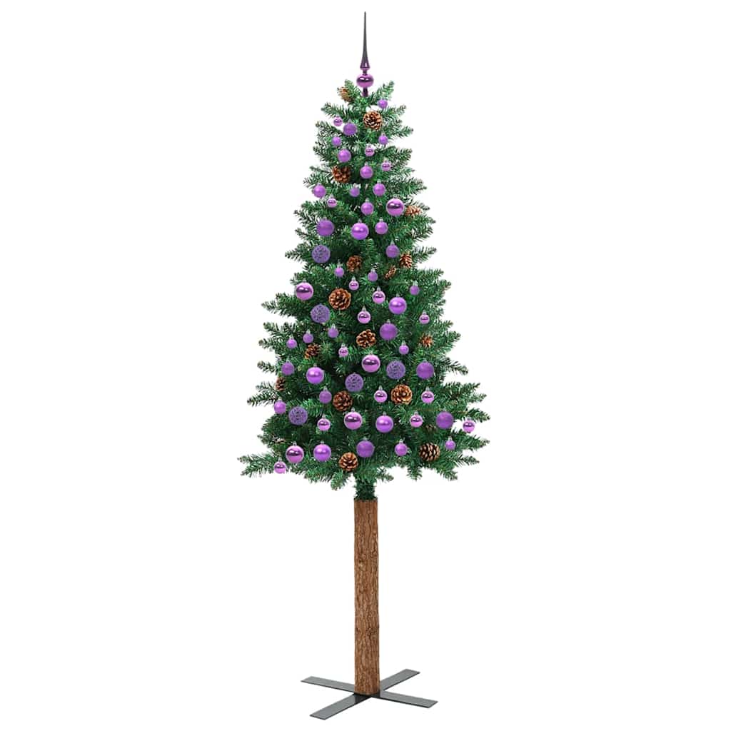 Smal julgran Grön 210 cm PVC och solid furu