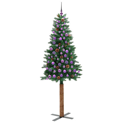 Smal julgran Grön 210 cm PVC och solid furu