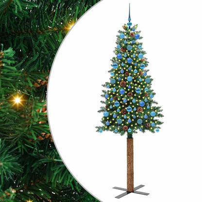 Smal julgran Grön 210 cm PVC och solid furu