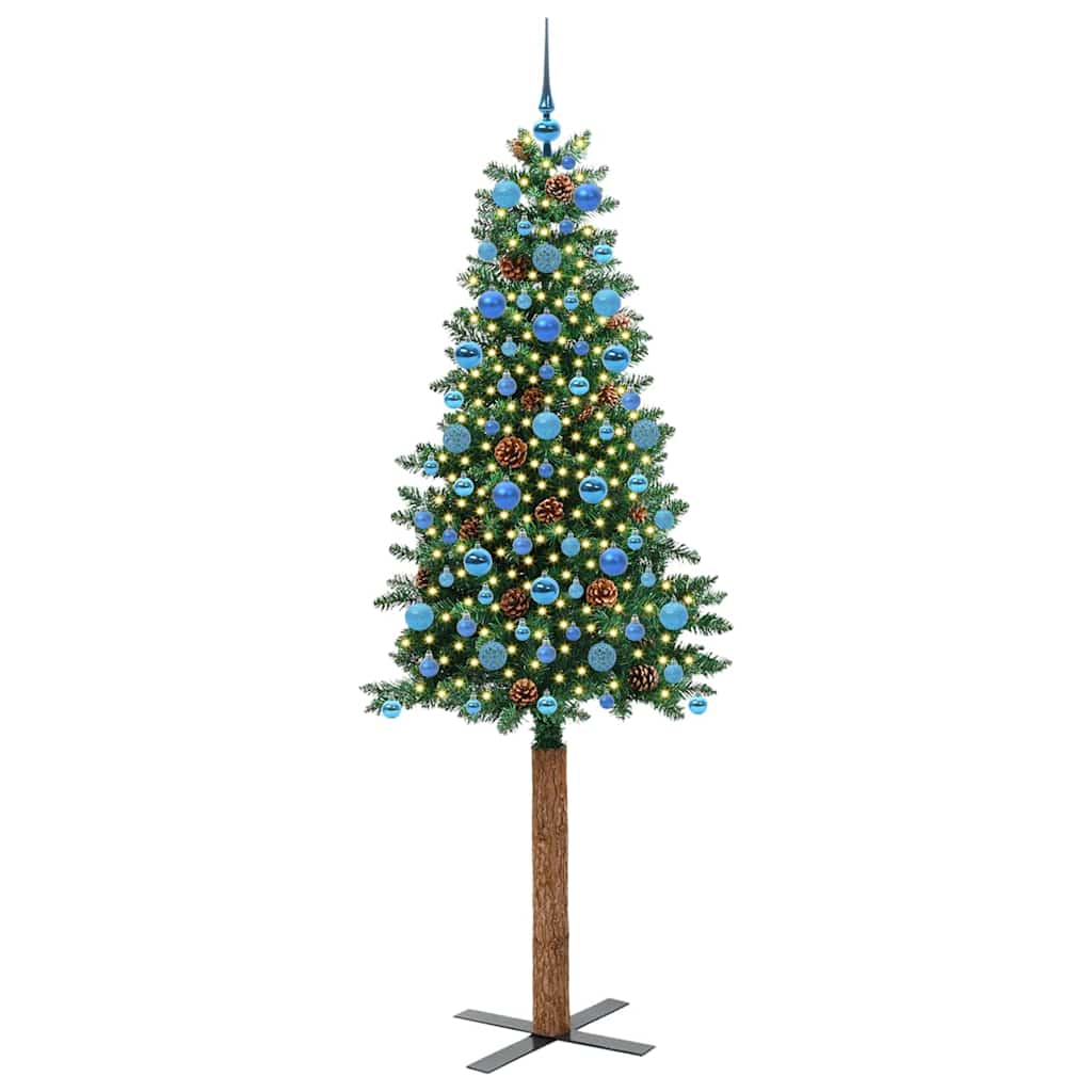 Smal julgran Grön 210 cm PVC och solid furu