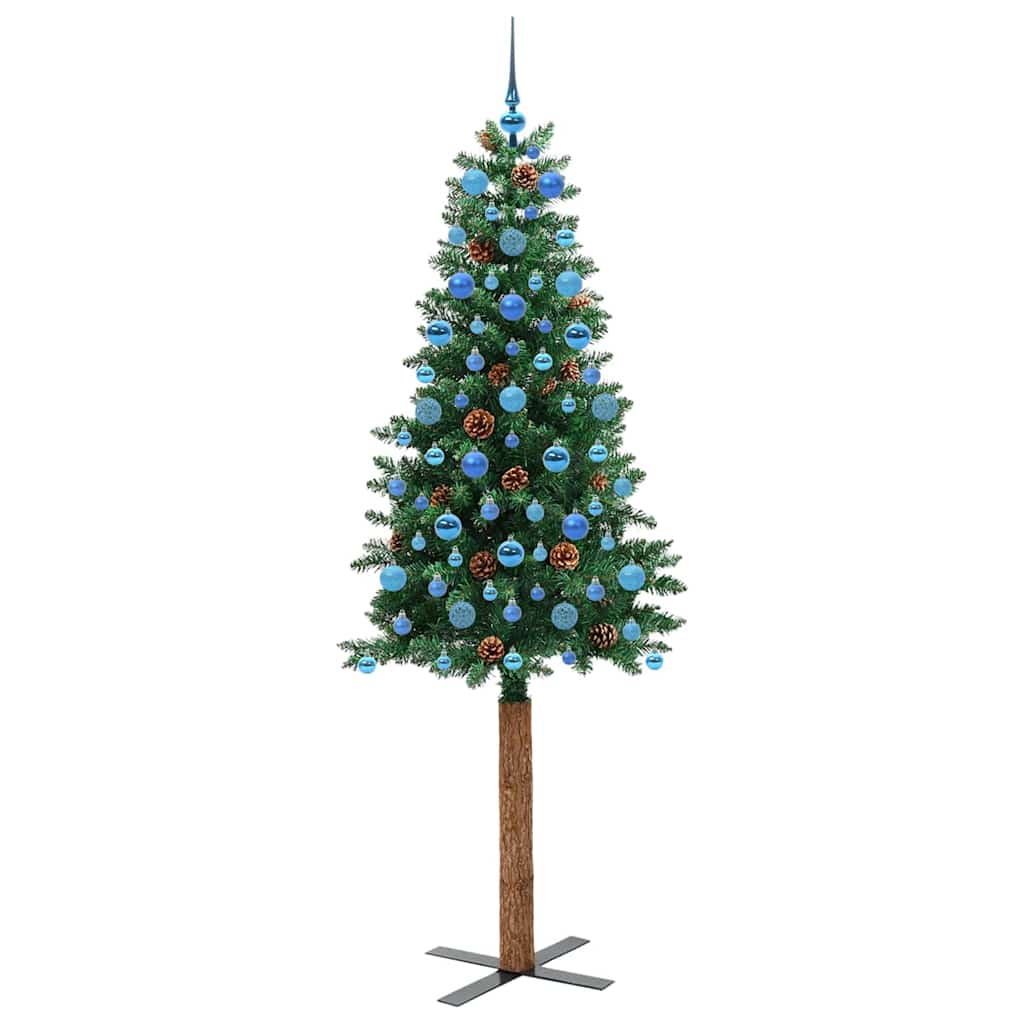 Smal julgran Grön 210 cm PVC och solid furu
