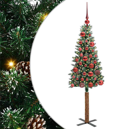 Smal julgran Grön 150 cm PVC och solid furu