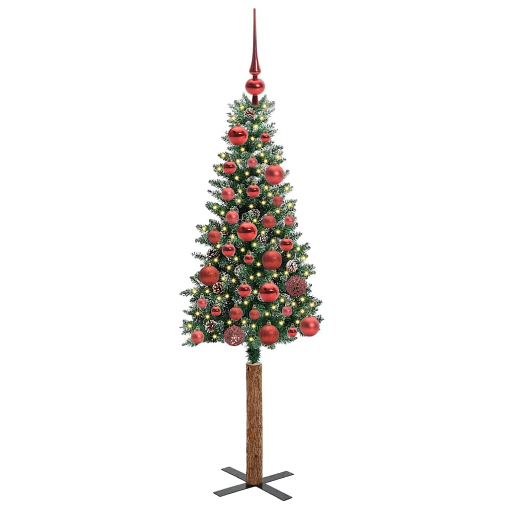 Smal julgran Grön 150 cm PVC och solid furu
