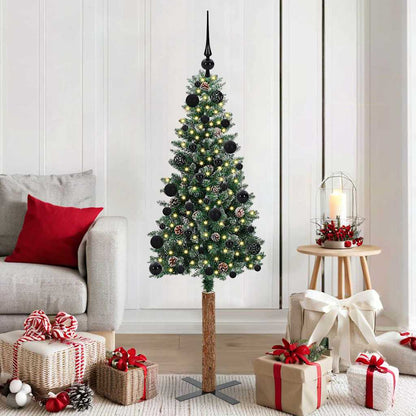 Smal julgran Grön 150 cm PVC och solid furu