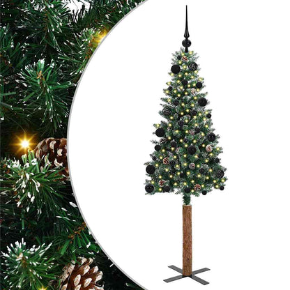 Smal julgran Grön 150 cm PVC och solid furu