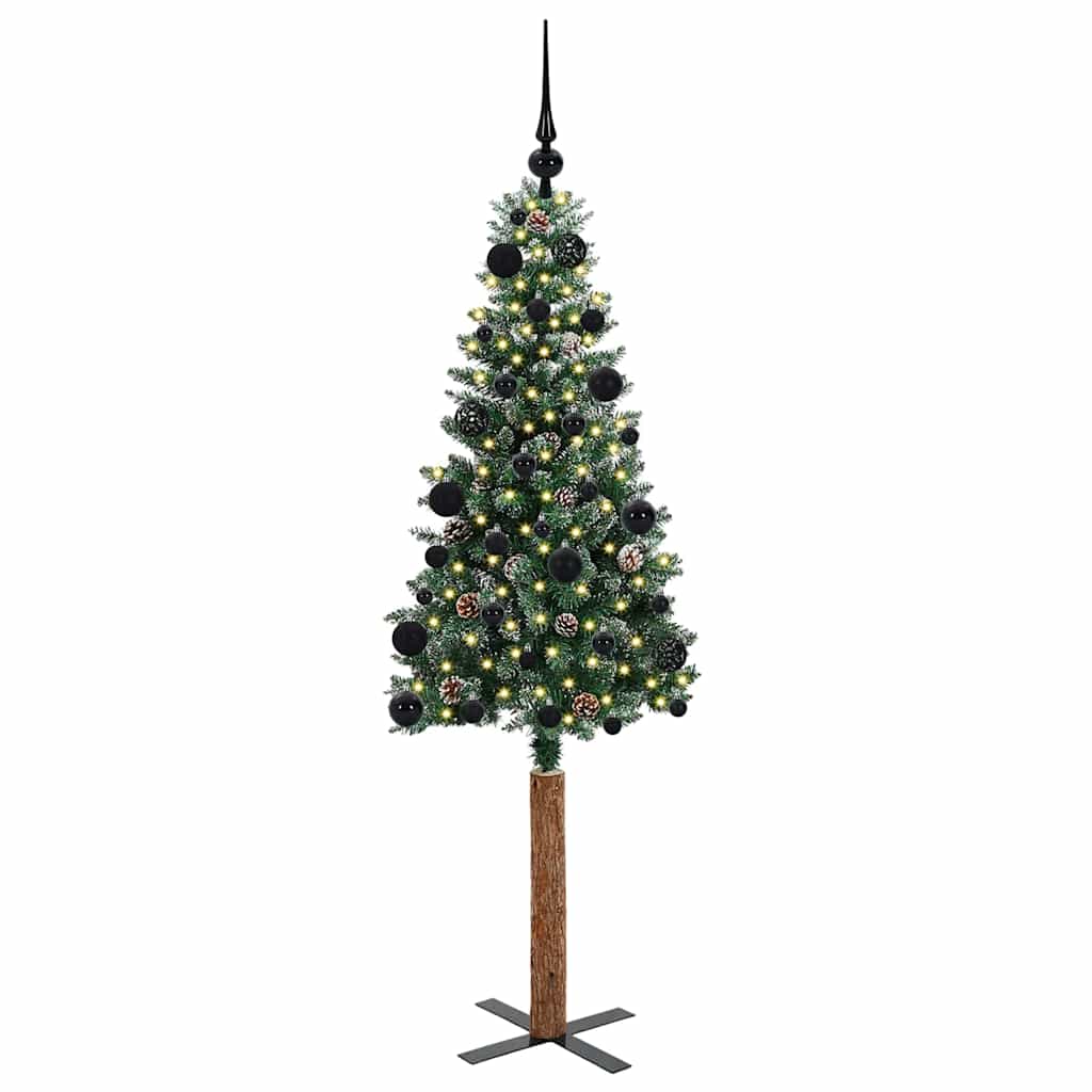 Smal julgran Grön 150 cm PVC och solid furu