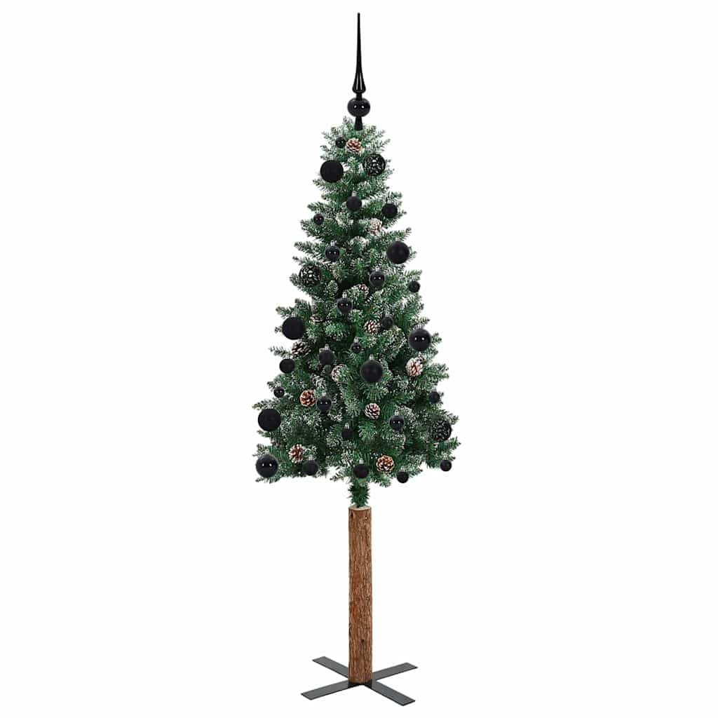 Smal julgran Grön 150 cm PVC och solid furu