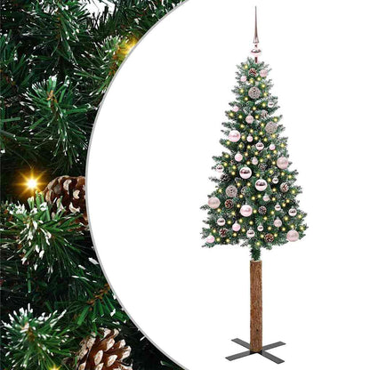 Smal julgran Grön 150 cm PVC och solid furu