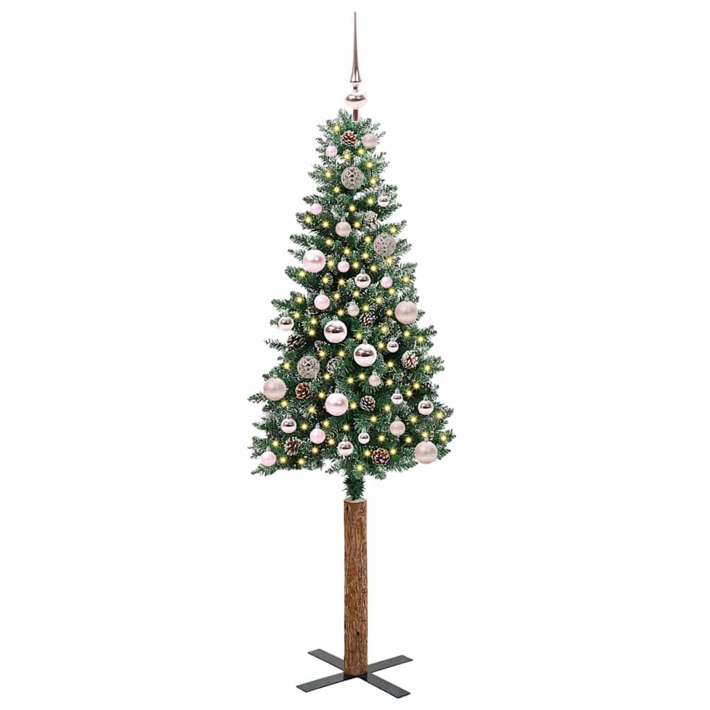 Smal julgran Grön 150 cm PVC och solid furu