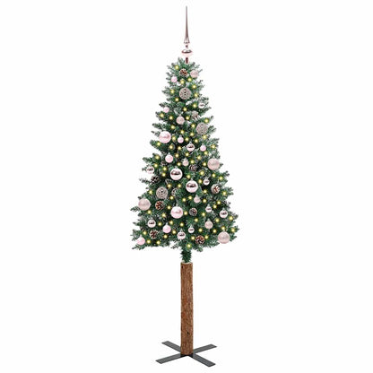Smal julgran Grön 150 cm PVC och solid furu