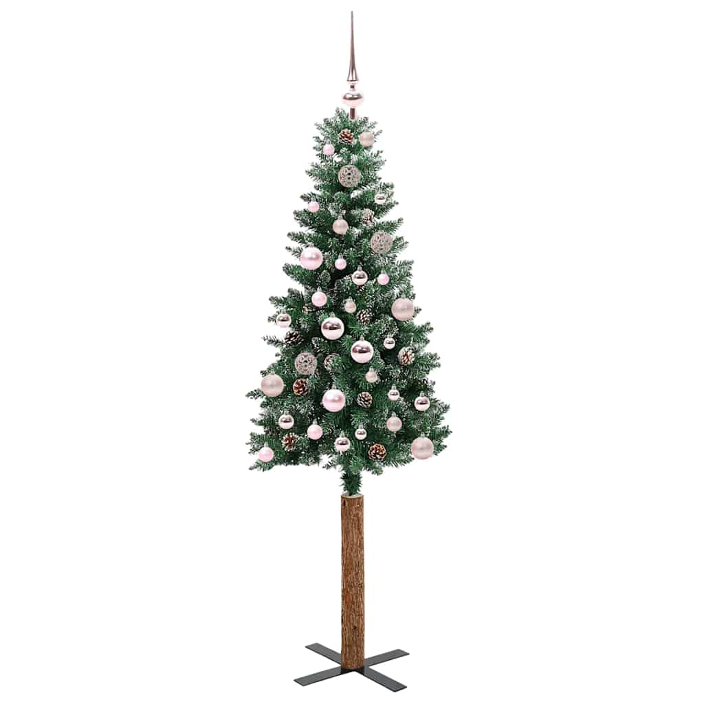 Smal julgran Grön 150 cm PVC och solid furu