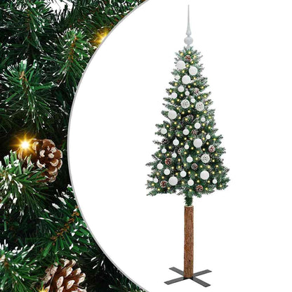 Smal julgran Grön 150 cm PVC och solid furu