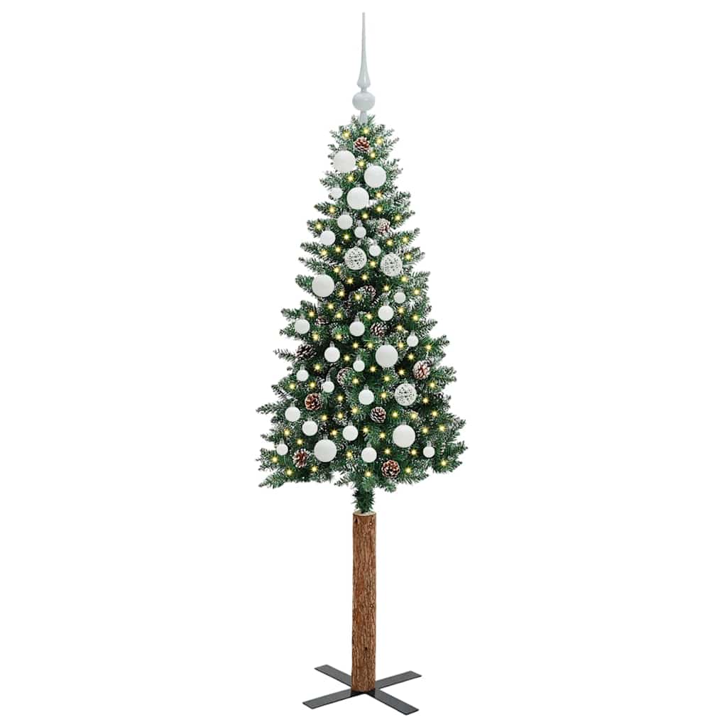 Smal julgran Grön 150 cm PVC och solid furu