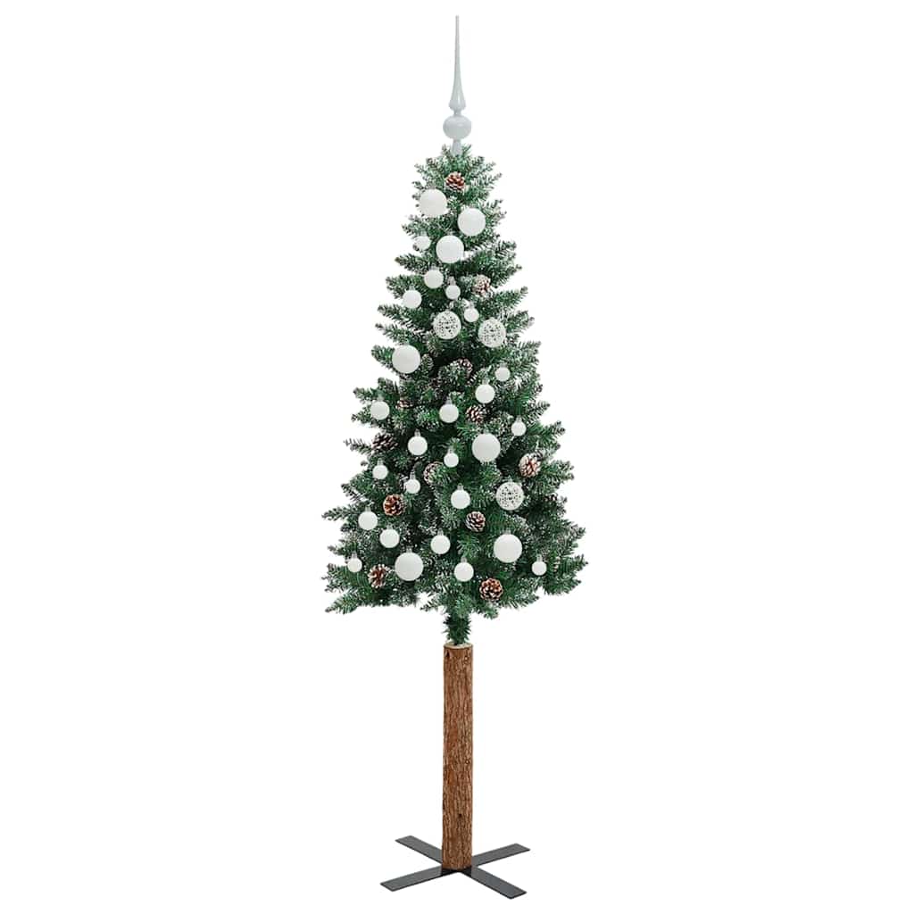 Smal julgran Grön 150 cm PVC och solid furu