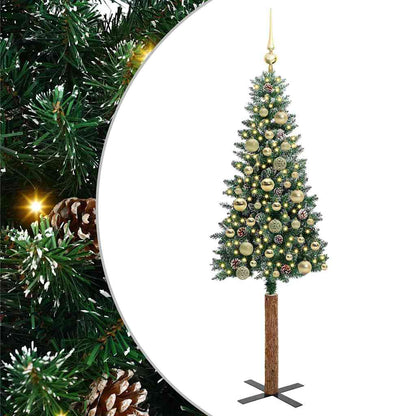Smal julgran Grön 150 cm PVC och solid furu