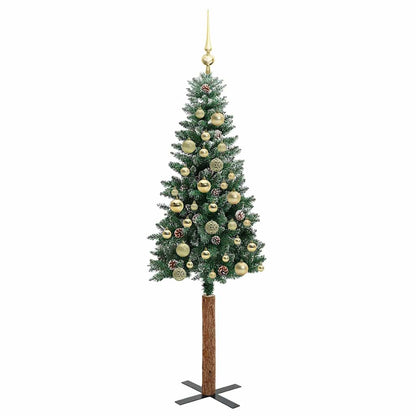 Smal julgran Grön 150 cm PVC och solid furu