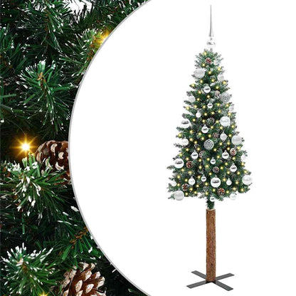 Smal julgran Grön 150 cm PVC och solid furu