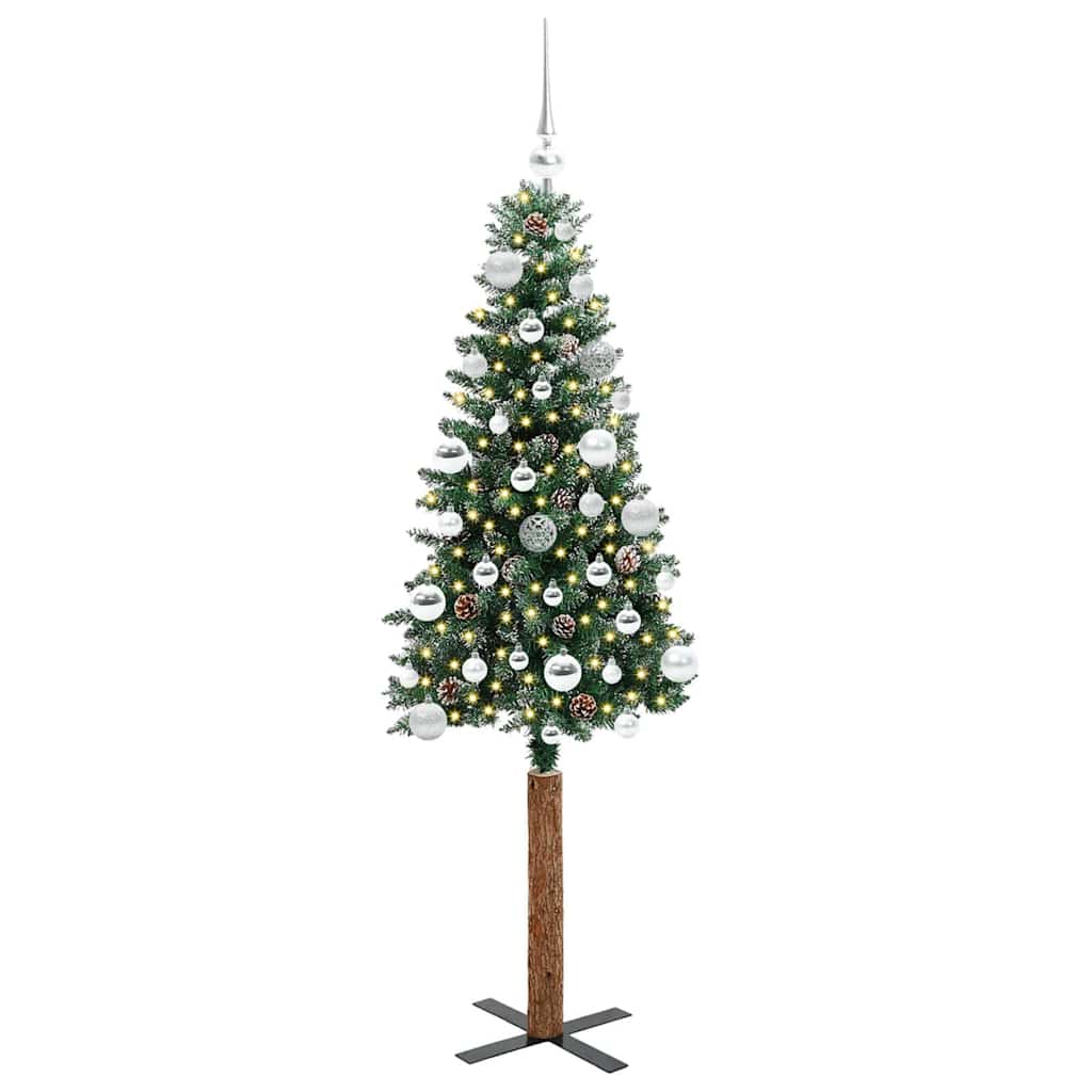 Smal julgran Grön 150 cm PVC och solid furu