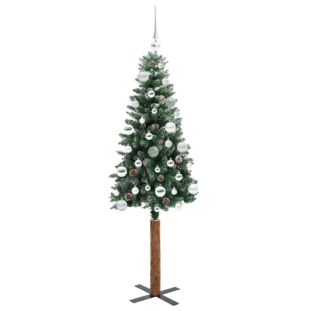 Smal julgran Grön 150 cm PVC och solid furu