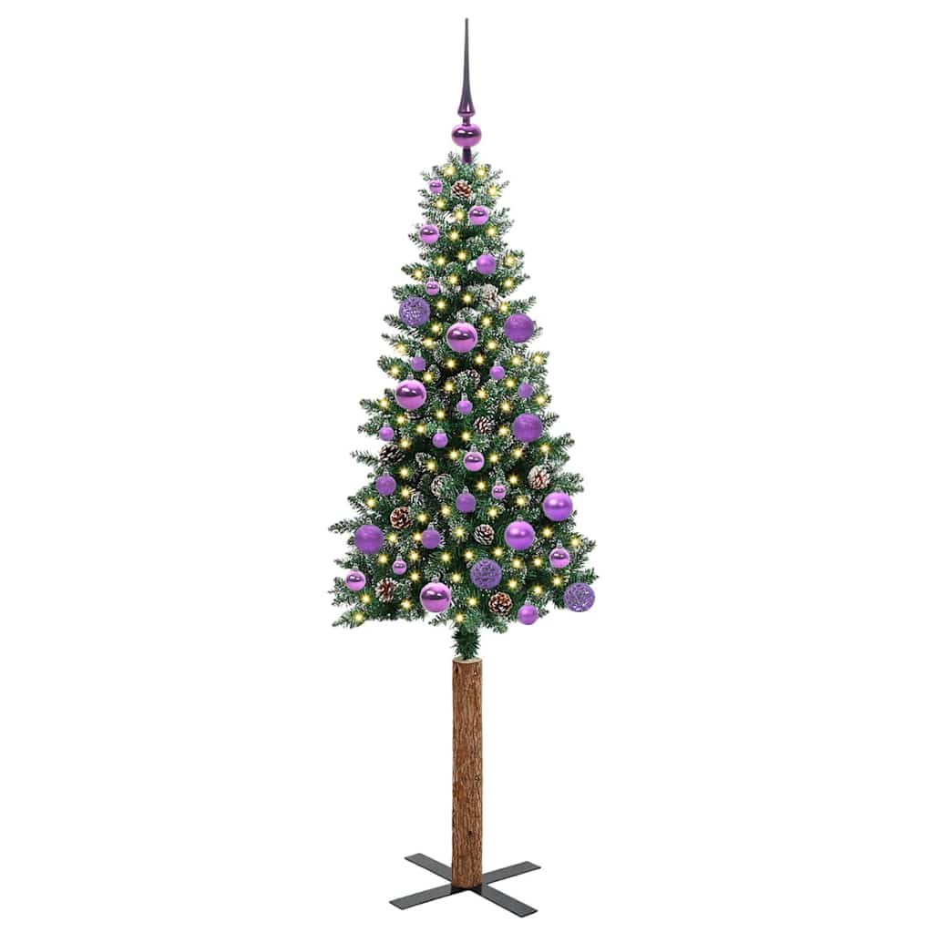 Smal julgran Grön 150 cm PVC och solid furu