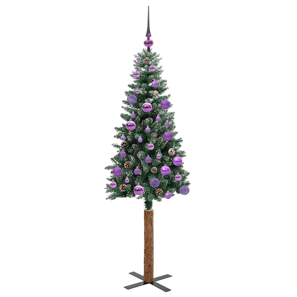 Smal julgran Grön 150 cm PVC och solid furu