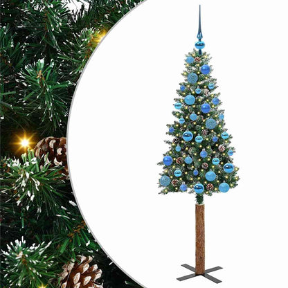 Smal julgran Grön 150 cm PVC och solid furu