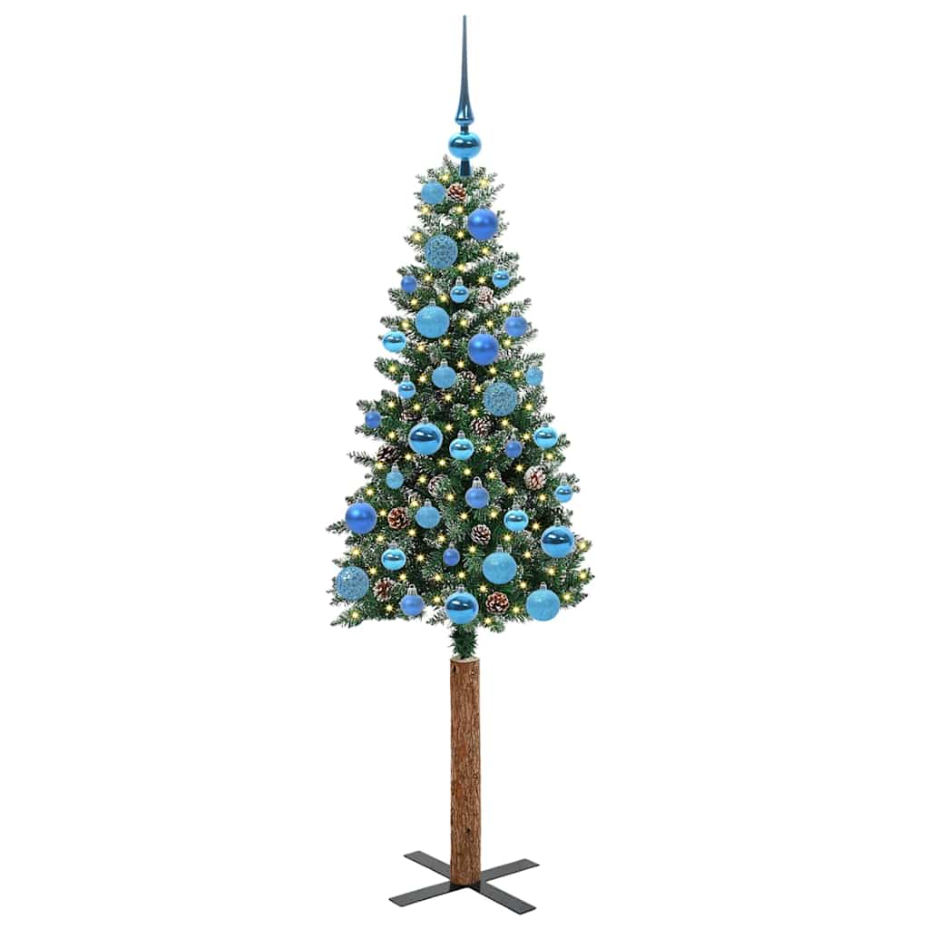 Smal julgran Grön 150 cm PVC och solid furu