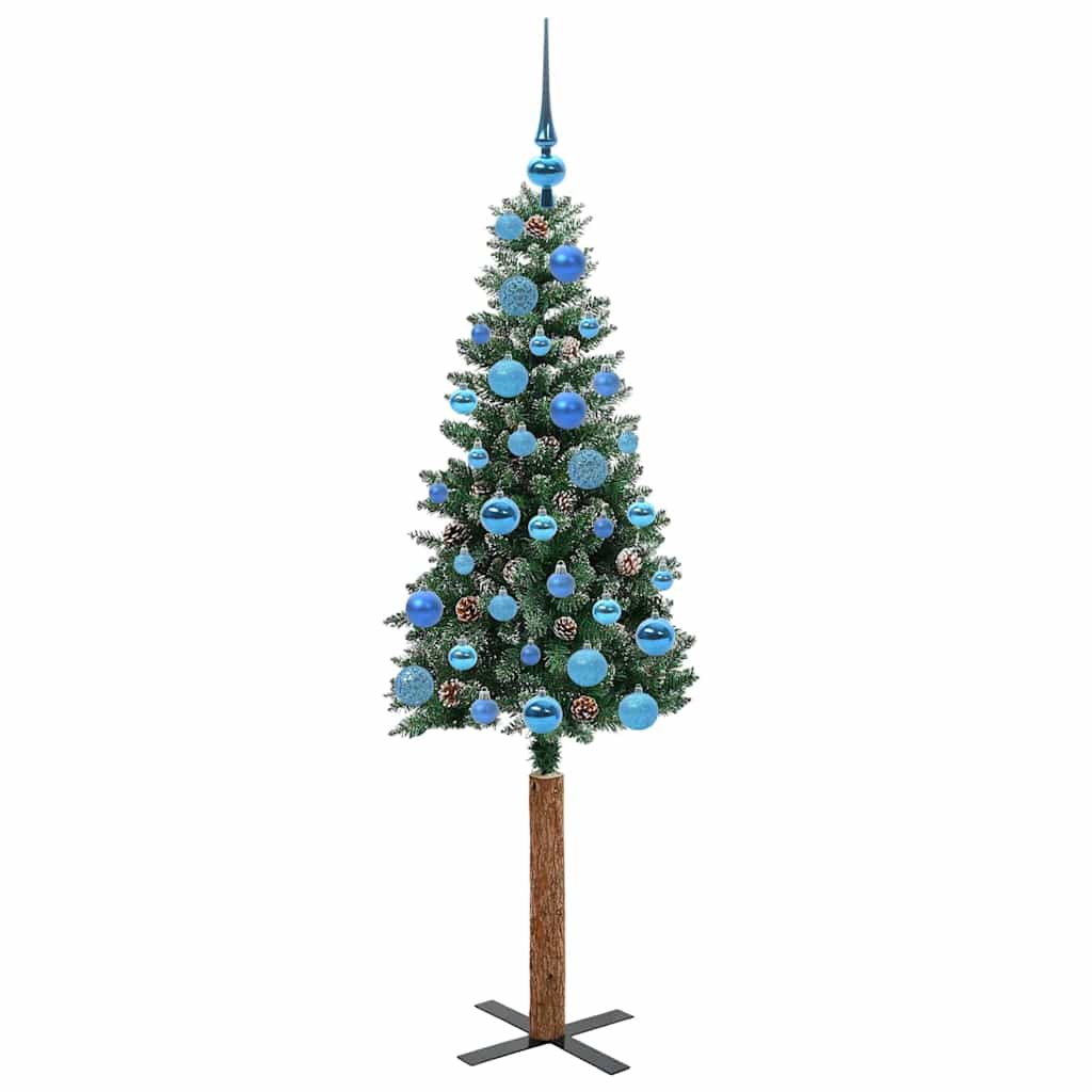 Smal julgran Grön 150 cm PVC och solid furu