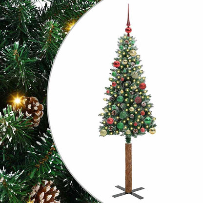 Smal julgran Grön 150 cm PVC och solid furu