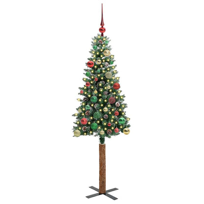 Smal julgran Grön 150 cm PVC och solid furu