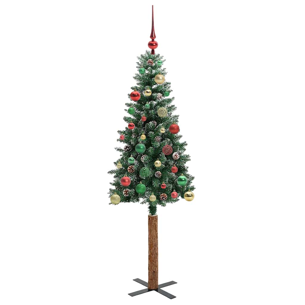 Smal julgran Grön 150 cm PVC och solid furu