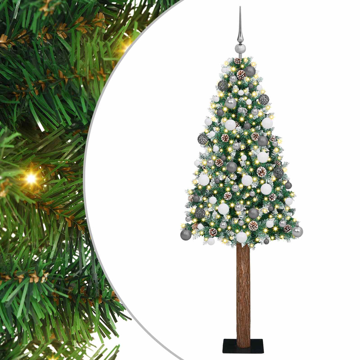 Smal julgran Grön 180 cm PVC och solid furu