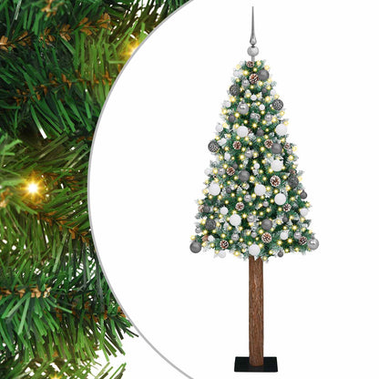 Smal julgran Grön 180 cm PVC och solid furu