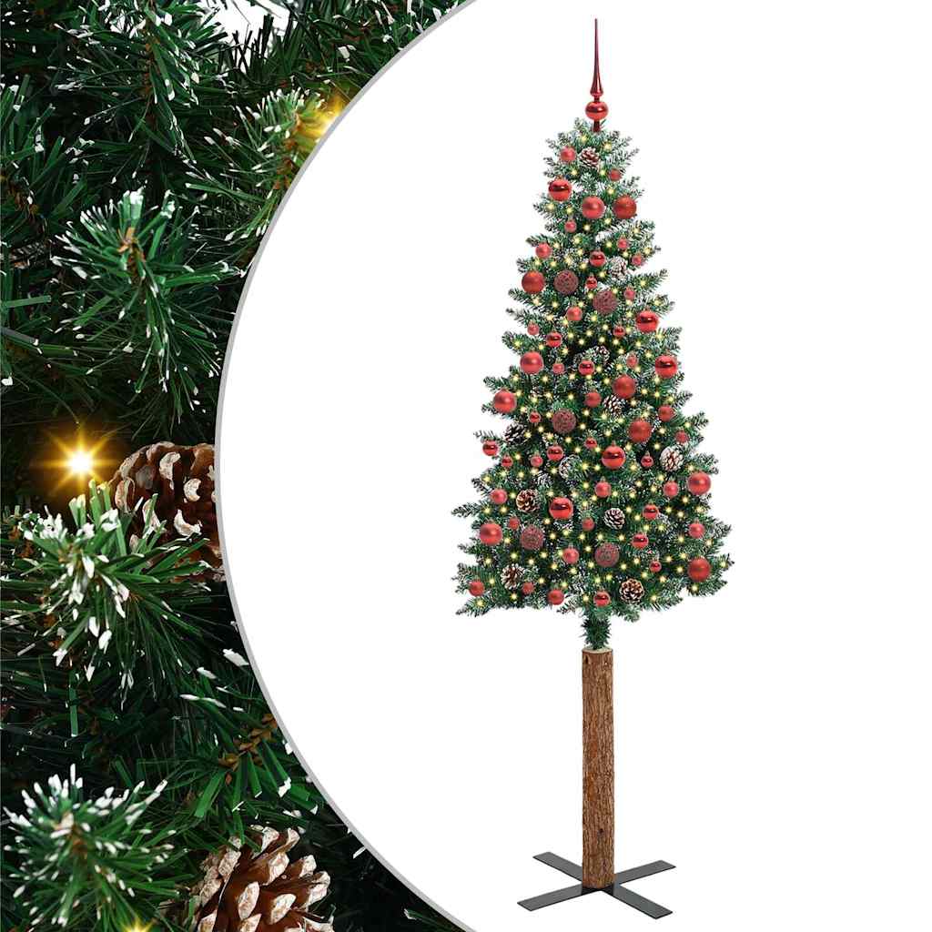 Smal julgran Grön 180 cm PVC och solid furu