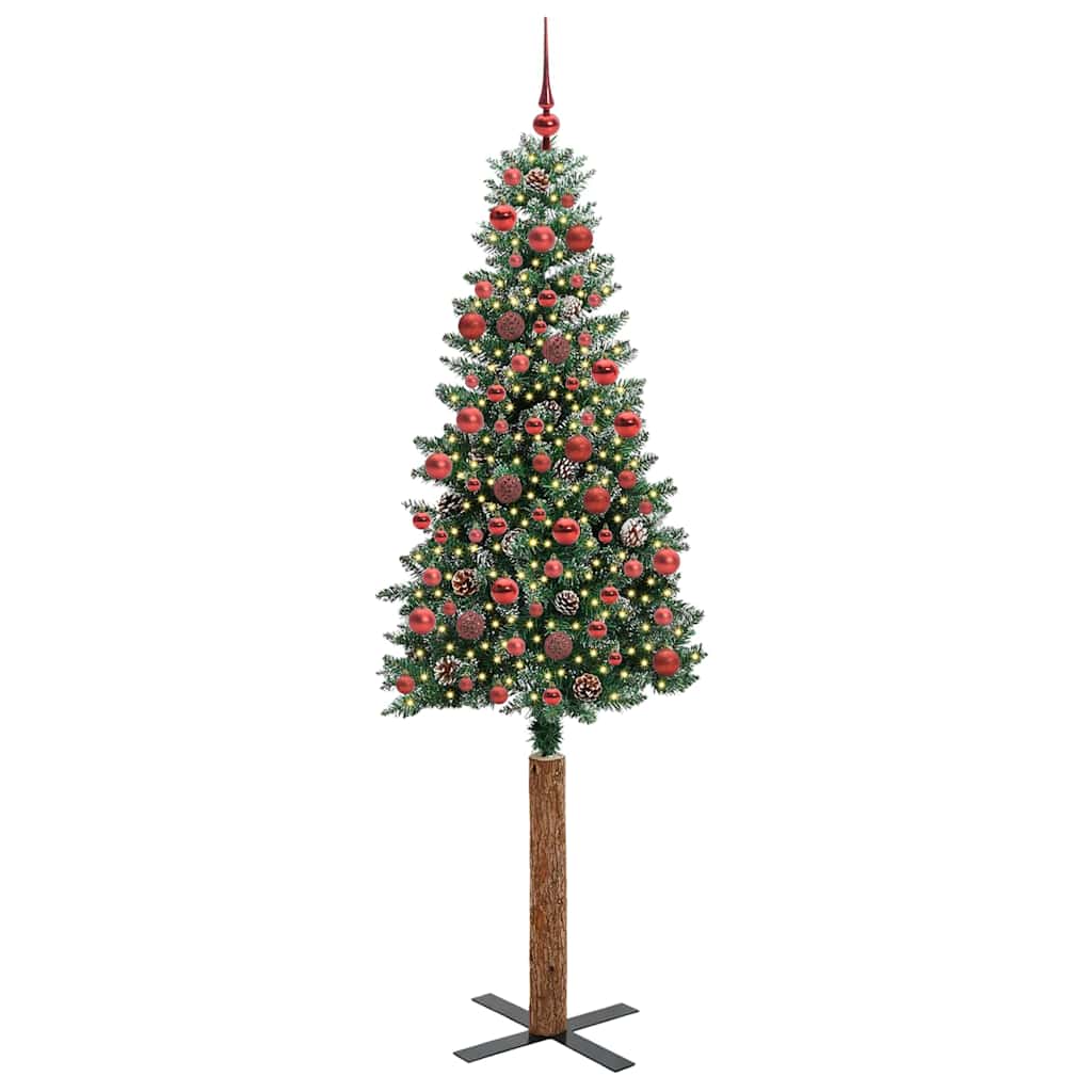 Smal julgran Grön 180 cm PVC och solid furu