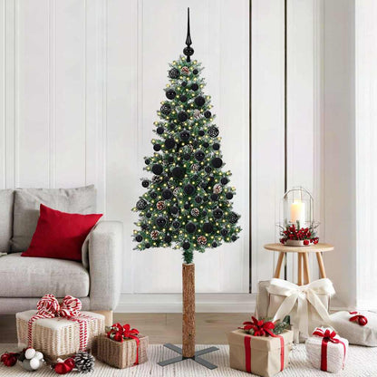 Smal julgran Grön 180 cm PVC och solid furu