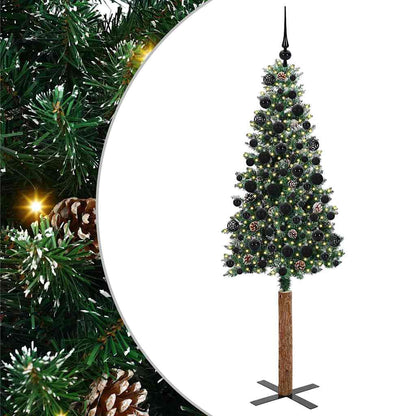 Smal julgran Grön 180 cm PVC och solid furu