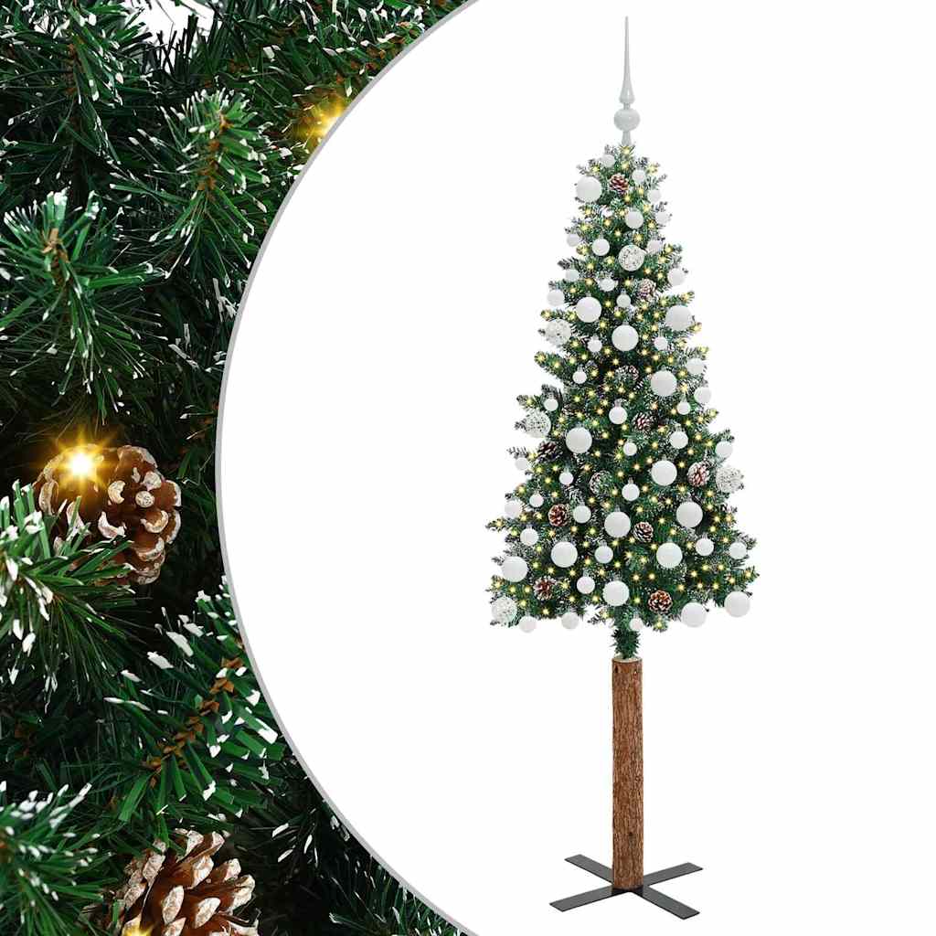 Smal julgran Grön 180 cm PVC och solid furu