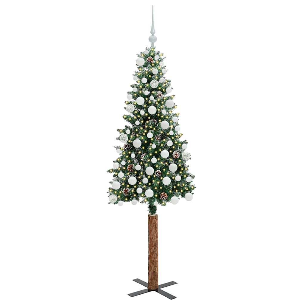 Smal julgran Grön 180 cm PVC och solid furu