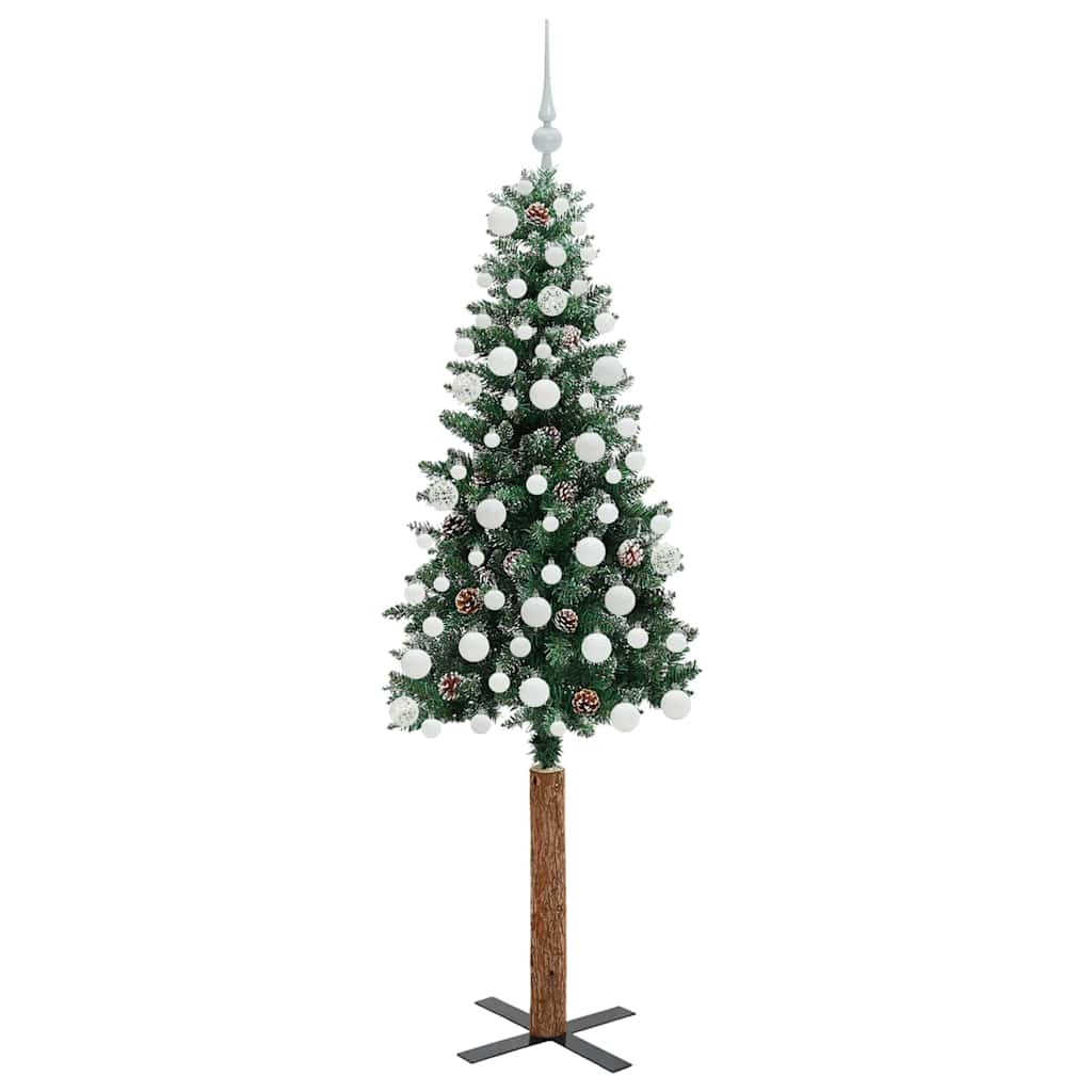 Smal julgran Grön 180 cm PVC och solid furu