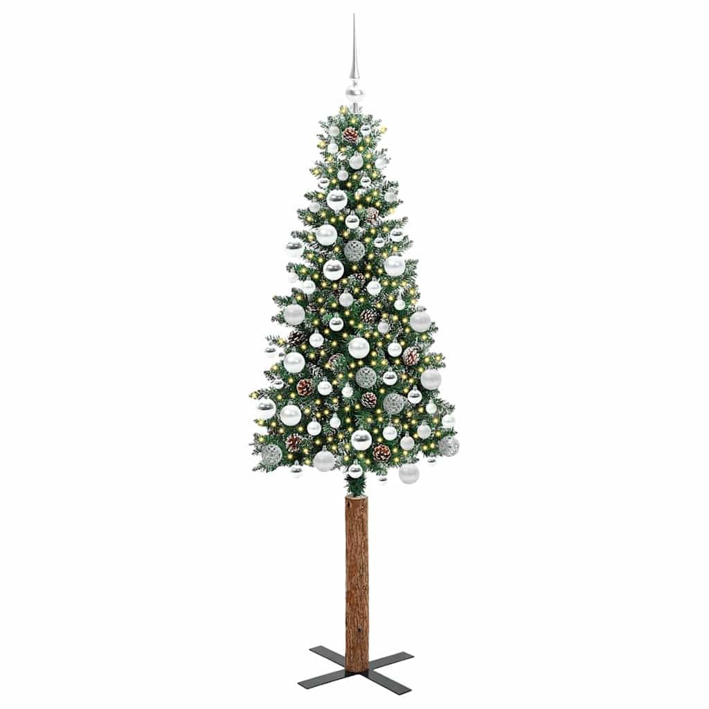 Smal julgran Grön 180 cm PVC och solid furu