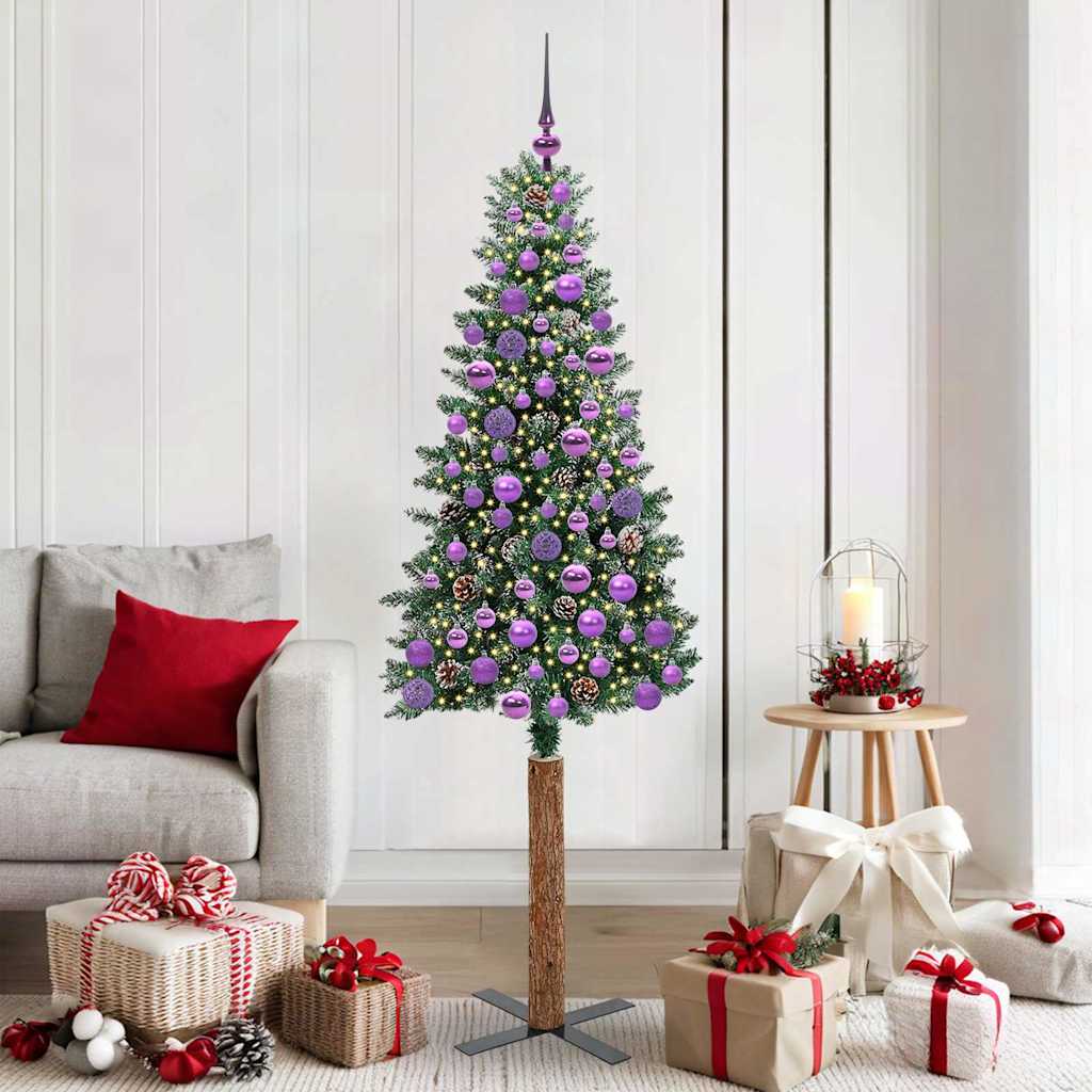 Smal julgran Grön 180 cm PVC och solid furu