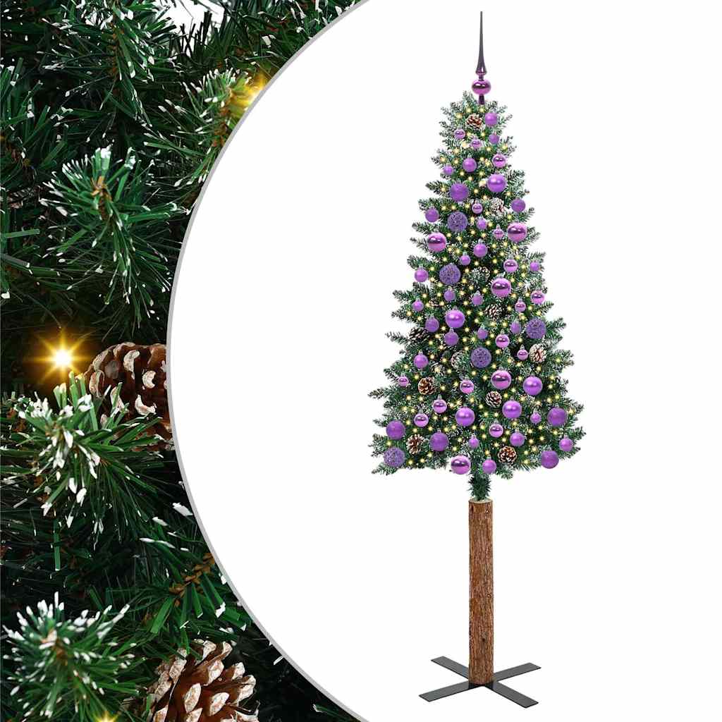 Smal julgran Grön 180 cm PVC och solid furu