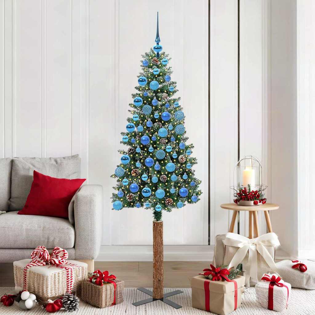 Smal julgran Grön 180 cm PVC och solid furu