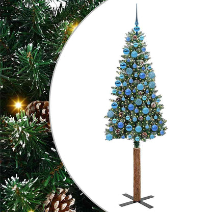 Smal julgran Grön 180 cm PVC och solid furu