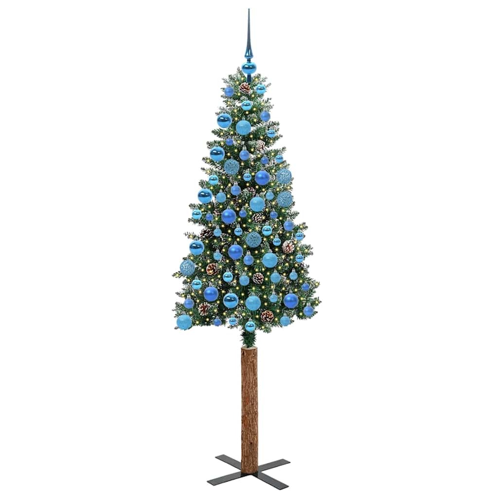 Smal julgran Grön 180 cm PVC och solid furu