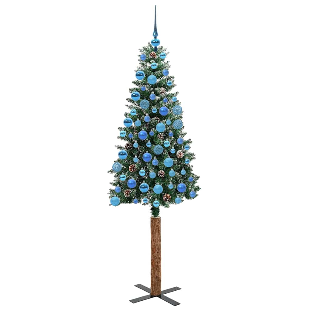 Smal julgran Grön 180 cm PVC och solid furu