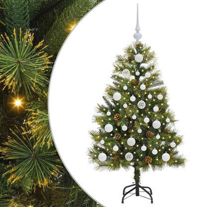 Konstgjord gångjärnsjulgran med kottar Grön 120 cm