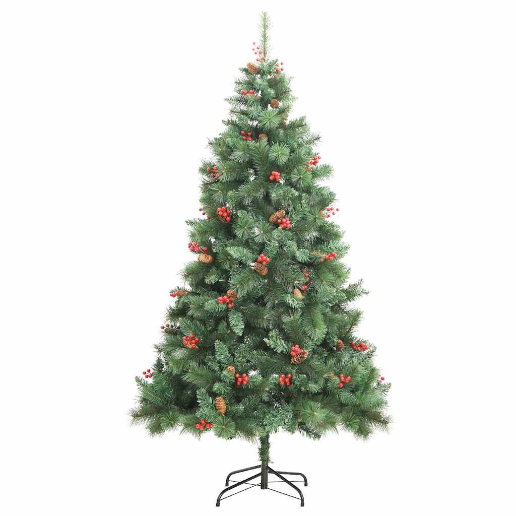 Konstgjord julgran 300 LED-lampor Varmvit PVC och metall Grön